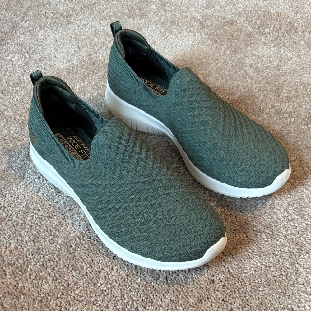 Skechers Men's Olive Green Slip-On Sneakers